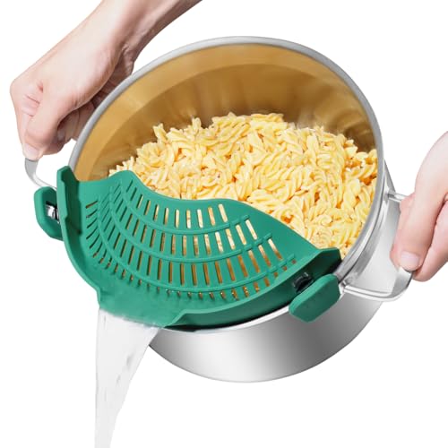 Pot Strainer Clip on Silicone (Sea Blue / Large 10.45 x 4.33 in)