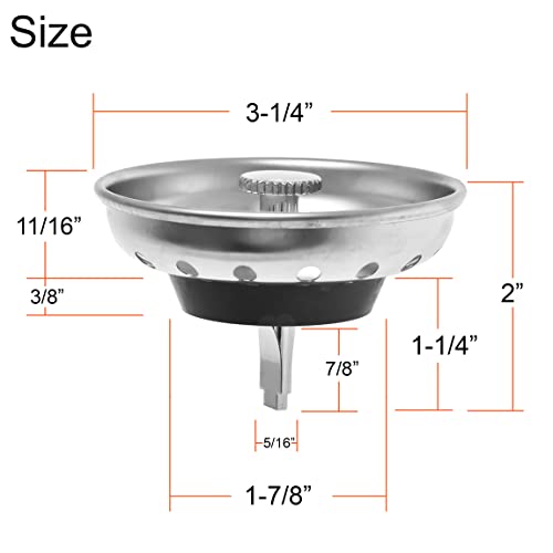 2 Pack Kitchen Sink Strainer and Stopper Combo Basket Replacement for Standard 3 (2 Count)