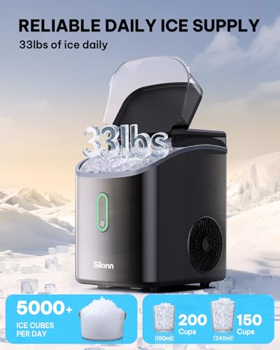Nugget Ice Maker Countertop (Gloss Black / 33 lbs)