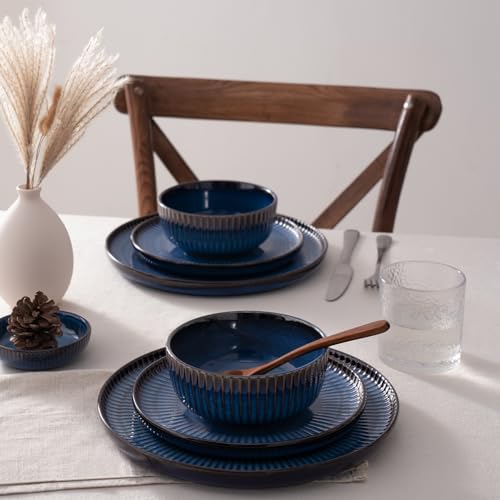 Stoneware Dinnerware Sets for 6 (Starry Blue / Service for 6)