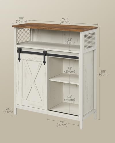 Buffet Cabinet (Without Power Outlet and Light / 11.8"D x 27.6"W x 31.5"H / Rustic White + Honey Brown)