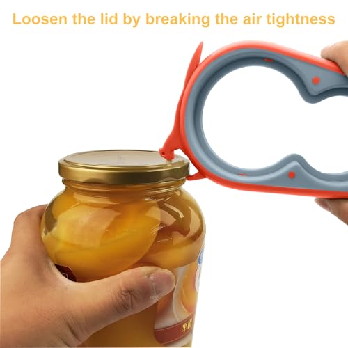 Jar Opener & Bottle Opener for Seniors with Arthritis (Orange)