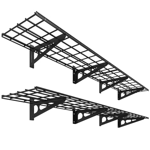12-inch-by-72-inch Wall Shelf Garage Storage Rack Wall Mounted Floating Shelves,1x6ft,Black, 2-Pack, Classic Series (Black / 2 pack-1x6 ft)