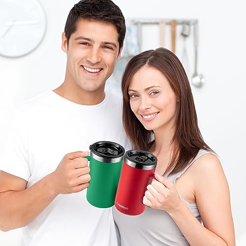 2 Pack 20 oz Insulated Coffee Mugs (B2.Red+Emerald / 20 ounces (2 pack))