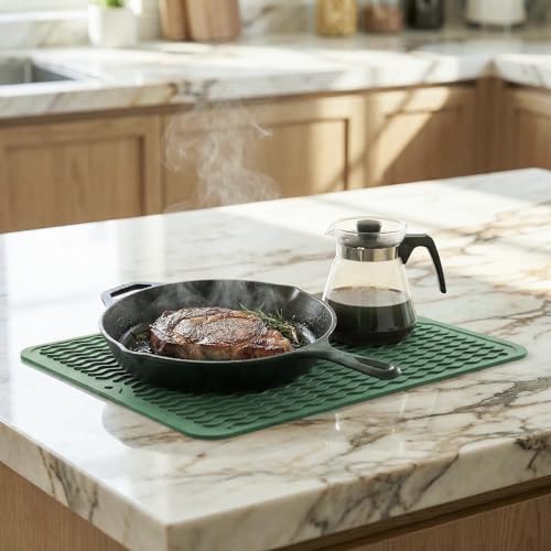 Silicone Dish Drying Mat (Green / 16"L x 12"W)