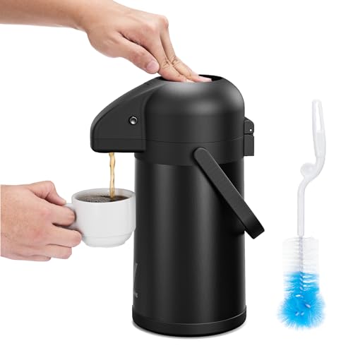 Airpot Coffee Carafe for Keeping Hot (64 Ounces / Black-1 Pack)