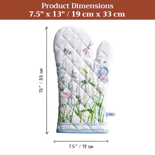 Maison d'Hermine Oven Gloves 100% Cotton Oven Mitt (012 - Fleurs De Mai / 7.5" x 13" (Oven Mitt))