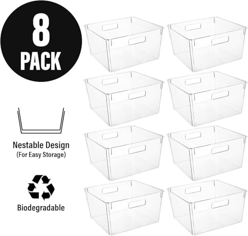 Clear Extra Large Plastic Storage Bins (12.6 X 12.6 X 7)