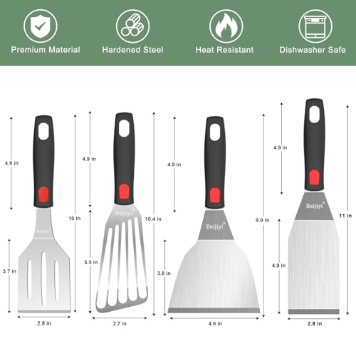 4 Piece Metal Spatula for Cast Iron Skillet (4 Pack)