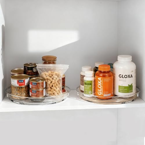 2 Pack Lazy Susan Turntable Organizer for Cabinet (2 PACK 1-Tier)