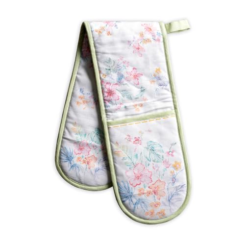 Double Oven Mitts 100% Cotton Double Oven Glove (102 - Paradise Island / 7" x 35" (Double Oven Mitt))