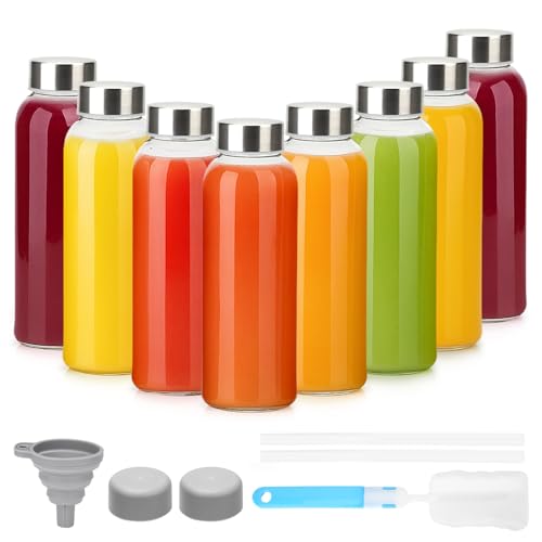 10 oz Glass Juice Bottles (Clear Glass Bottle 8 Pack / 10 Ounces)