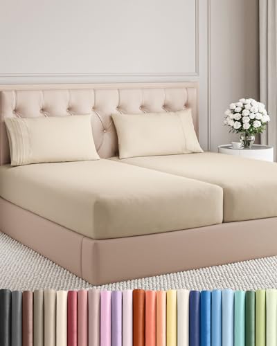 Split King Size 5 Piece Sheet Set (11 - Wheat / Split King Size)