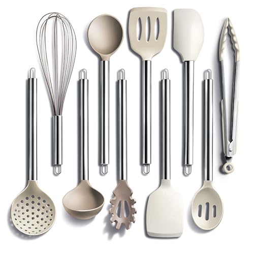 Silicone Cooking Utensils (Brown / 10 Pieces)
