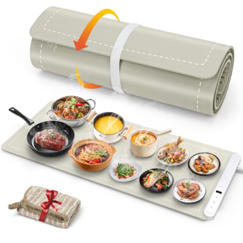 Extra Large Warming Mat for Food (XX Large Size: 36"x16" / Khaki)