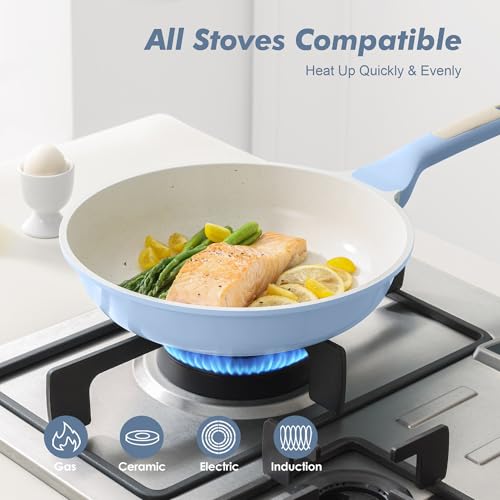 Nonstick Ceramic Frying Pan 12.5 (12.5 Inch / Glacier Blue)