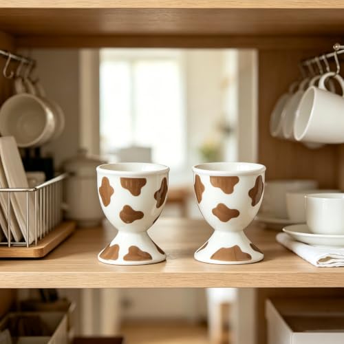 Ceramic Egg Cups (Mocha Cow)