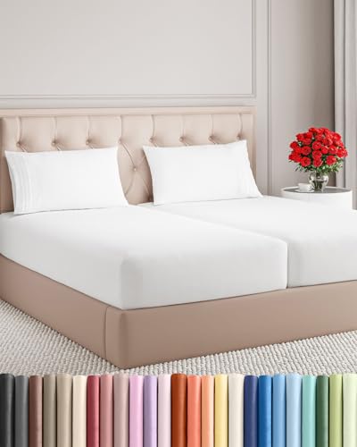 Split King Size 5 Piece Sheet Set (01 - White / Split King Size)