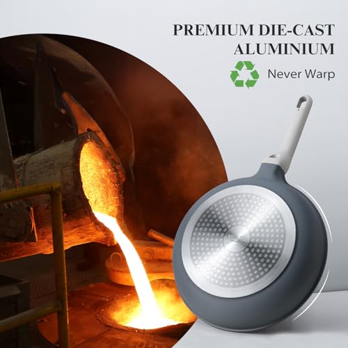 Nonstick Ceramic Frying Pan with Lid (10" W/Lid / Gray)