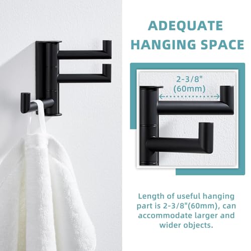 Swivel Towel Hook with 3 Arms (1 Pack / Matte Black)