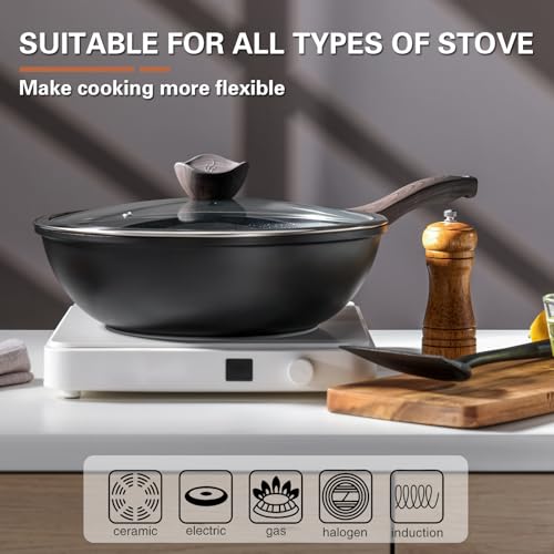 Nonstick Wok with Lid (Black)