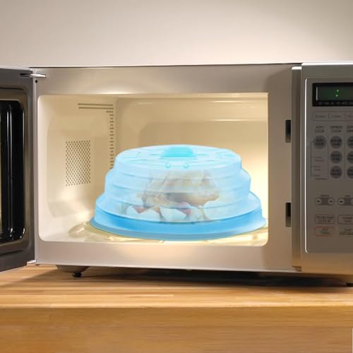 Microwave Cover For Food Silicone Microwave Splatter Cover Dishwasher Safe Dish Covers for Microwave Microwave Food Covers Splatter Guard (Clear Blue)