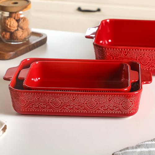 Ceramic Baking Dish Set of 3 (Christmas Red)