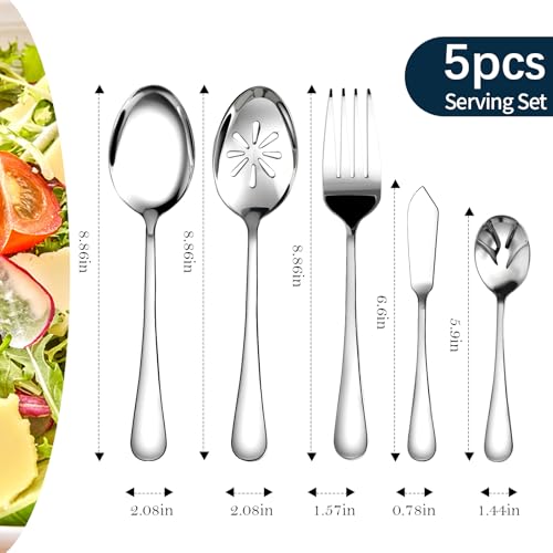 Silverware Set for 12 with Serving Utensil (Modern / 65 Piece)
