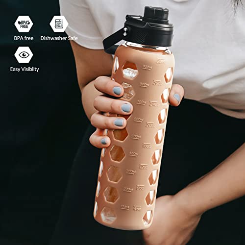 Glass Water Bottle (Amber / 32 Ounces)