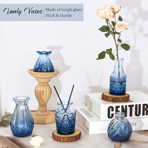 Set of 36 Glass Bud Vases Small Flower Vases for Centerpieces (Blue)