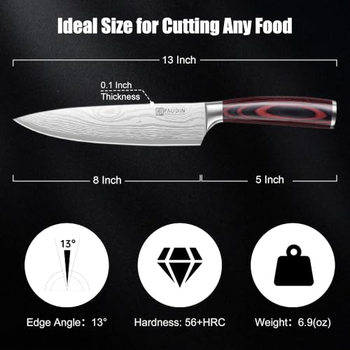 Chef Knife 8 Inch High Carbon Stainless Steel Sharp Kitchen Knife with Ergonomic Handle