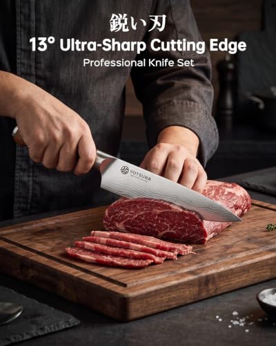 7PCS Japanese Kitchen Knife Set with Genuine Natural Rosewood Ergonomic Handle & Gift Box (7 PCS Knife Set)