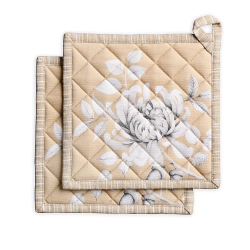 Pot Holders 100% Cotton Potholders (040 - Pretty Autumn / 8" x 8" (Pot Holder Pack of 2))