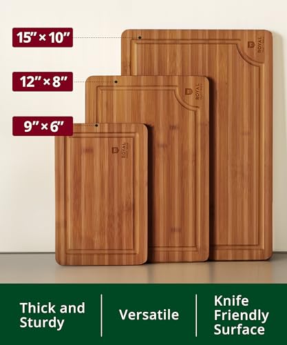 Wooden Cutting Boards for Kitchen Appliances (3-Piece / Brown)