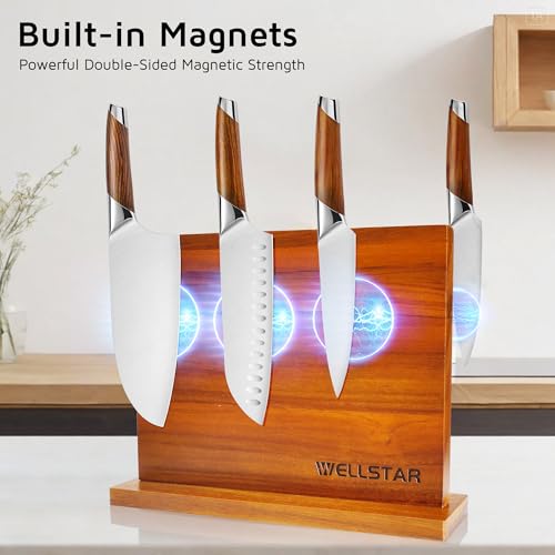 Modern Acacia Magnetic Knife Block Holder 12 x 10 Inches (L)