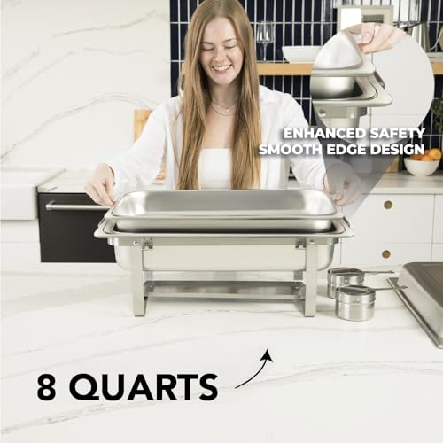 4 Pack Chafing Dish Full Set (4 Pack - 8qt Rolled Edge)