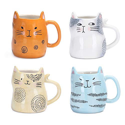 Cat Coffee Mugs Set of 4