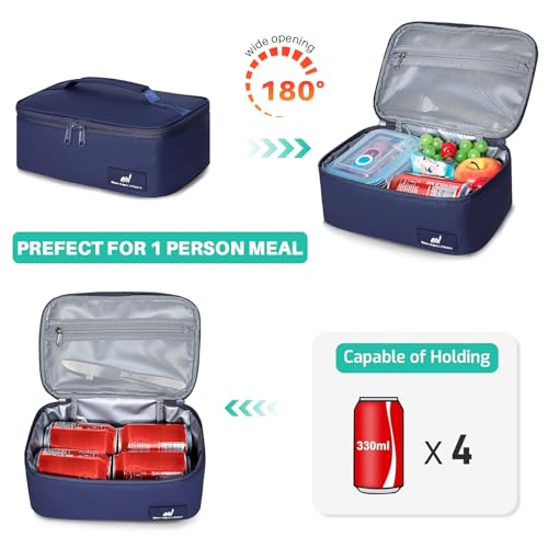 NOL Insulated Lunch Bag for Adults (Navy Blue / Small (4.5 Liters))