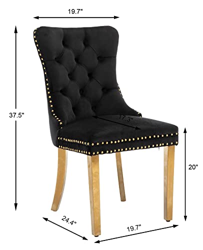 Black and Gold Velvet Dining Chairs Set of 6 (Standard Black)