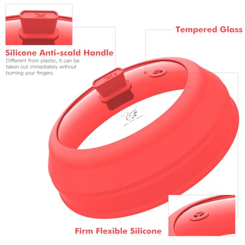 Microwave Splatter Cover Glass Splatter Guard Lid with Collapsible Silicone for Small Bowls Food Plate Cover 9 inch Red (Red / 8.5 inch)