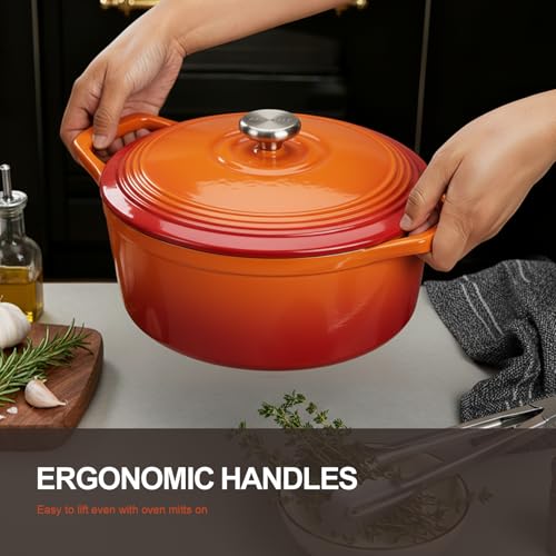 Enameled Cast Iron Dutch Oven (5.5 Quart / Pumpkin)