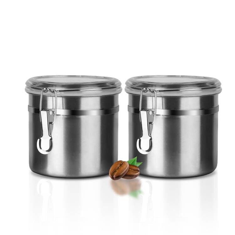 Stainless Steel Food Container with Clear Lids Airtight Storage Container Stackable Small Canisters Kitchen Pantry Storage for Cereal (1.2L Silver)