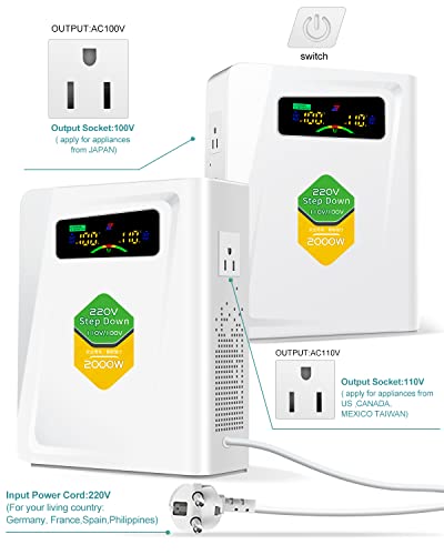Step Down Transformer 220v to 110v Voltage Converter 2000w (Step Down / 2000W)