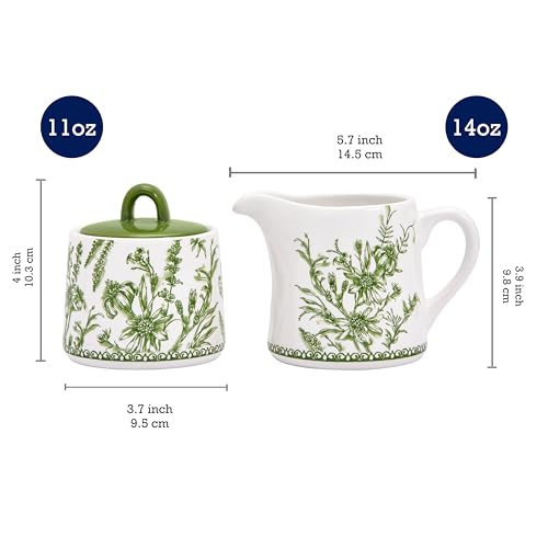 Green Garden Toile De Jouy Ceramic Sugar and Creamer Set (Green Garden Toile De Jouy)
