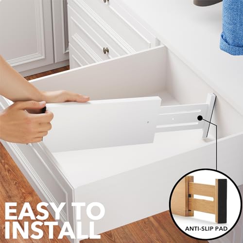 Bamboo Dresser Drawer Dividers 6 Pack (4.65''H, 12.5''-17''L / WHITE)