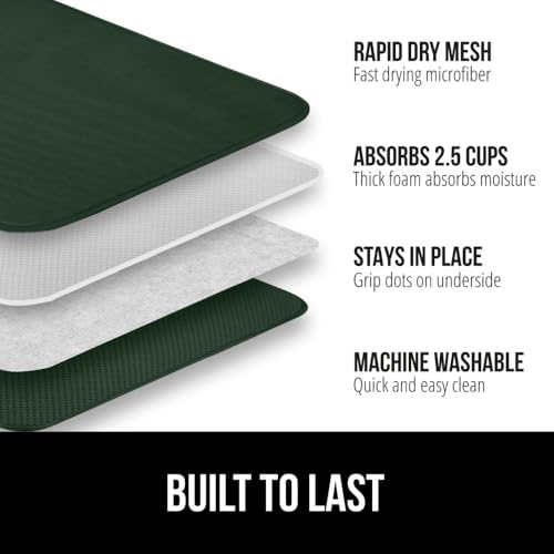 Ultra Absorbent Microfiber Dish Drying Mat (18" x 32" / Microfiber / Hunter Green)