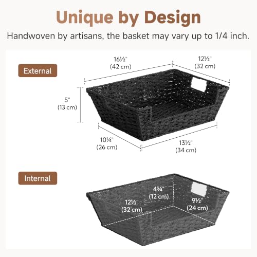 Pantry Baskets for Organizing (Black / 16 ½"L x 12 ½"W x 5"H)