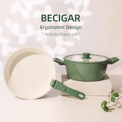 23pcs Ceramic Pots and Pans Set (Green 23 Pcs)