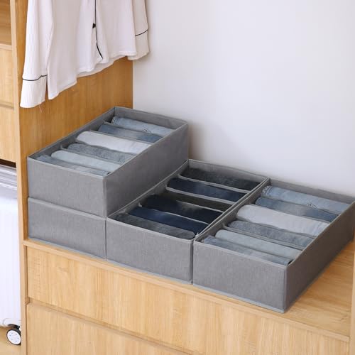 Jeans Pants Organizer for Closet (Grey / 6 Grids)