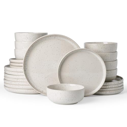 Meteor 24 Piece Stoneware Dinnerware Set (Creamy White / Service for 8 (Standard Dinner Set))